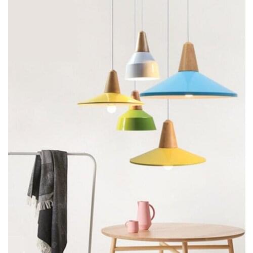 Vintage led wood pendant light art dining room modern hang lamp e27 nordic pendant lights living room restaurants bar droplight