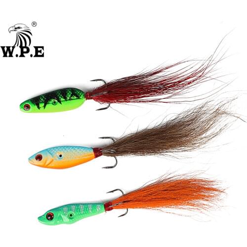 W.P.E Ice Winter Lure 2pcs 10g 15 color 41mm-45mm Hard Fishing Lure Artificial Bait for Winter Lead Jigging Wobbler Treble Hook
