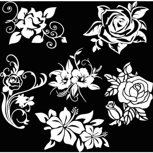WaveHands Car Sticker Beautiful Flower Vinyl Car-Styling Motorcycle Sticker Decal Black Motorcycle Car Accessories decoration
