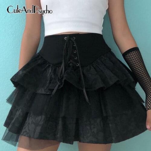 Gothic Y2K Aesthetic 90s Pleated Skirts Women Sexy Dark Academia Fashion Mini Skirts Korean Vintage Black Outfits Cuteandpscho