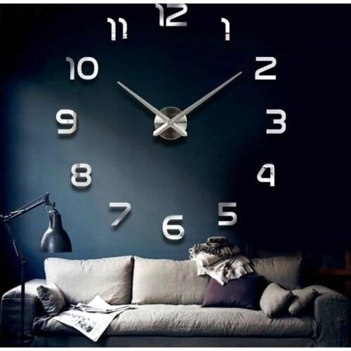 Mirror Acrylic Wall Clock Modern Home Decoration Clock 3D DIY Digital Wall Clocks Stickers Home Decor Living Room