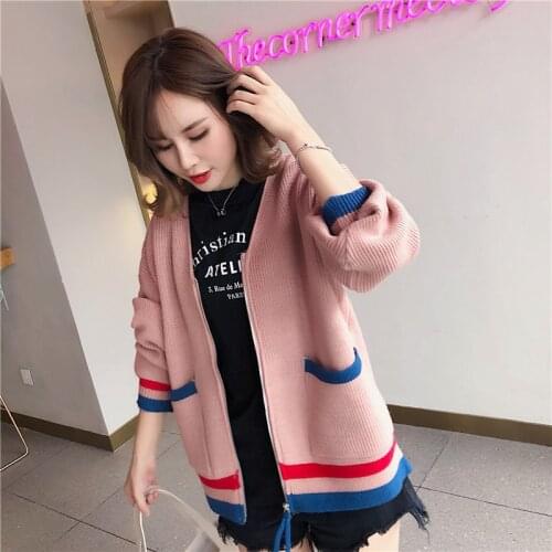 Cardigan 2019 Autumn Clothing New Pattern Suit-dress Easy Zipper Fund Long Sleeve Sweater Woman Loose Coat Tide