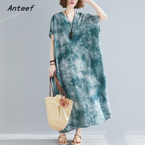 Cotton satin plus size vintage floral women casual loose maxi long summer beach dress elegant clothes 2021 ladies dresses