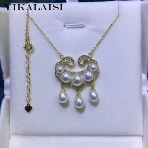 YIKALAISI 925 Sterling Silver Natural Freshwater Pearl Pendants Jewelry For Women Chinese Style Pendant Necklace Wholesale