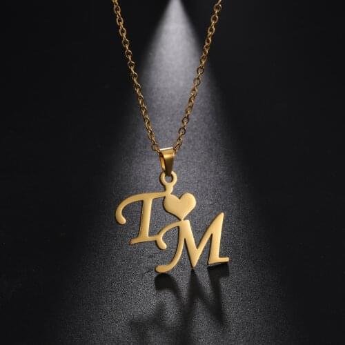 Sipuris Unique Name Necklace Stainless Steel Custom Initial Heart Necklace For Women Personalized Nameplate Jewelry Friend Gift