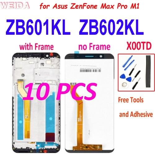 10PCS AAA+ for Asus ZenFone Max Pro M1 ZB601KL ZB602KL X00TD LCD Display Touch Screen Glass Digitizer Assembly with Frame Tools