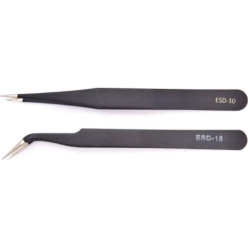 1/2PCS Industrial Precision Curved Straight Tweezers Anti-static Stainless Steel Tweezers Maintenance Tools For Phone Computer