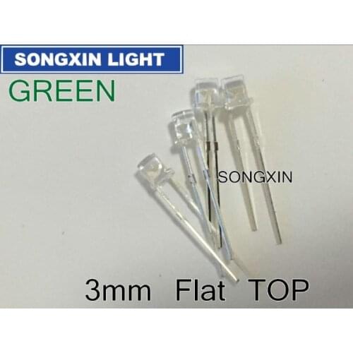 1000pcs 3mm LED Diode Light Transparent Yellow Green Super Bright 570-580nm Clear Lens Flat Top LED Light Emitting Diode Lamp