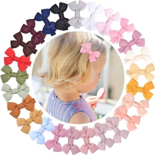 2Inches Solid Color Ribbon Bows Hair Clip For Kids Girls Grosgrain Bowknot Barrettes Hairpins Handmade Headwear Hair Accessories