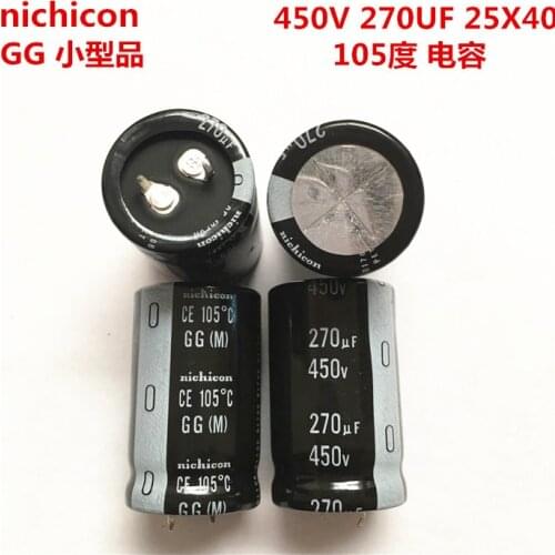 2PCS/10PCS 270uf 450v Nichicon GG 25x40mm 450V270uF Snap-in PSU Capacitor
