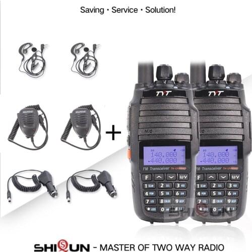 2PCS TYT TH-UV8000D Walkie Talkie 10 KM Dual Band VHF UHF 10W Radio 10 km with Microphone Speaker Earpiece Car Charger Battery