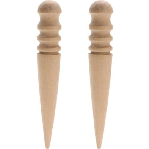 2pcs Leathercraft Round Wood Edge Slicker Burnisher for Leather Wood