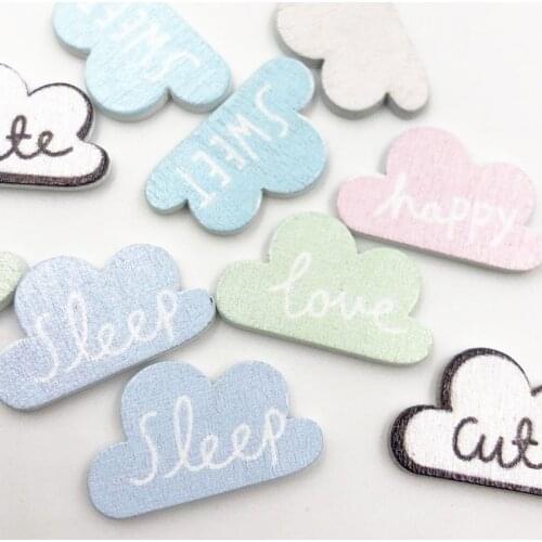 30pcs/pack no Holes Cloud Pattern Wooden Button Decorative Wood Buttons For DIY Sewing Handmade Scrapbooking Craft WB748