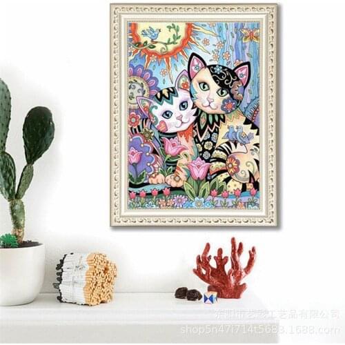 5D DIY Diamond Painting Colorful Cat Rhinestones Pictures Diamond Embroidery Sale Landscape Diamond desert