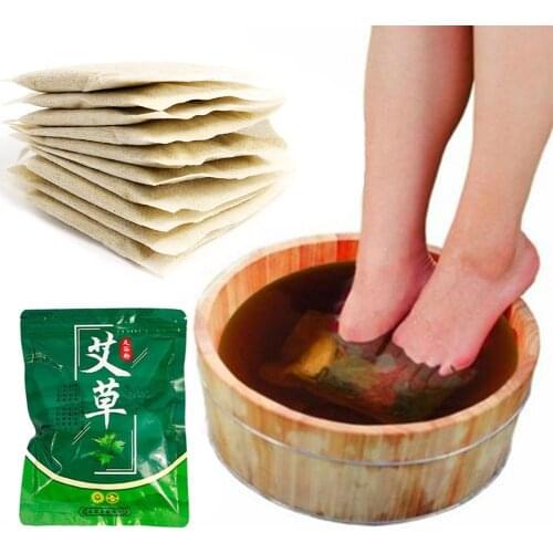 6g x 30 Bags Wormwood Angelica Foot Bath Bag Dispel Coldness Washing Moxa Powder Soothing Leaves Herbal Care Feet Health O5G3
