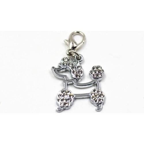 Free Shipping Pet Cute Small Dog Necklace Pendent Dog Charms Dog Shape Rhinestone Decorated Collar Charms Dog Cat