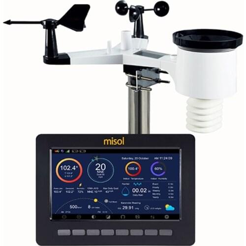 Wireless weather station with digital display, WiFi connection, solar charging, wireless transmission and storage of data