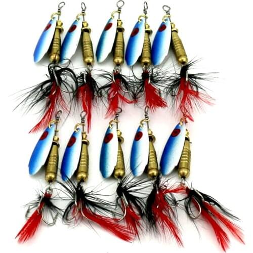 Big Sale 10pcs Spoon Fishing Lure Metal Peche Hard Spinnerbait 6#Hooks Noise Fishing Tackle Spoon Lure 6.5cm 6g