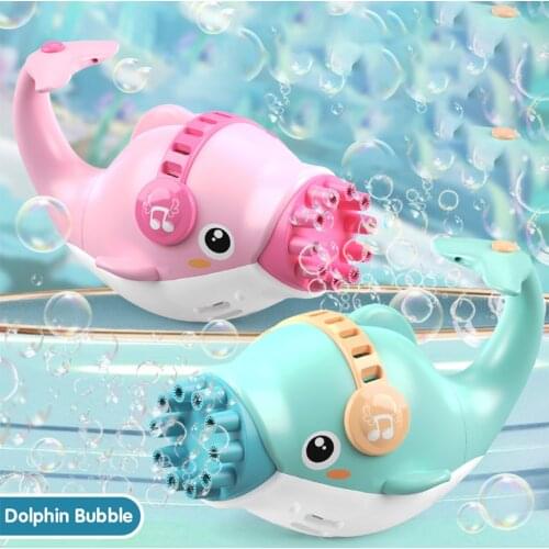 New Kids Dolphin Gatling Bubble Machine Automatic Soap Bubble Maker Gun Wedding Supplies Birthday Gift Summer Swimming Toys