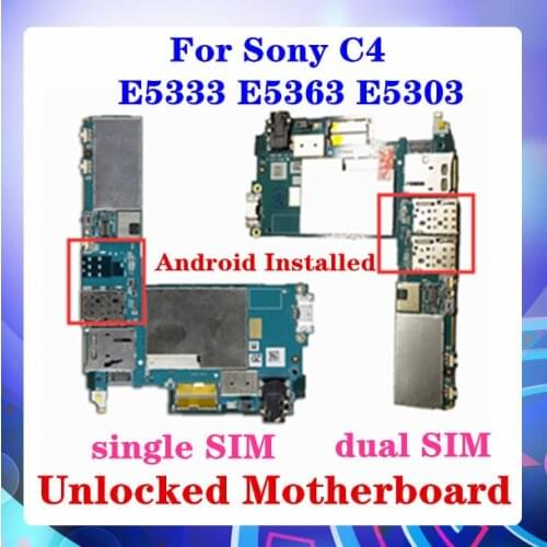 For Sony Xperia C4 motherboard E5363 E5303 E5333 single/dual SIM with chips motherboard Original Android OS Install