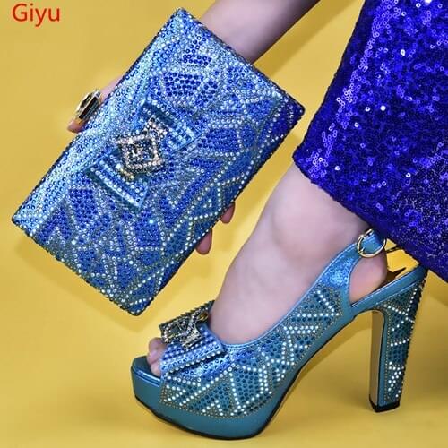 Doershow African newShoes And Bag Matching Set With silver Hot Selling Women Italian Shoes And Bag Set For Party Weddin SYY1-19