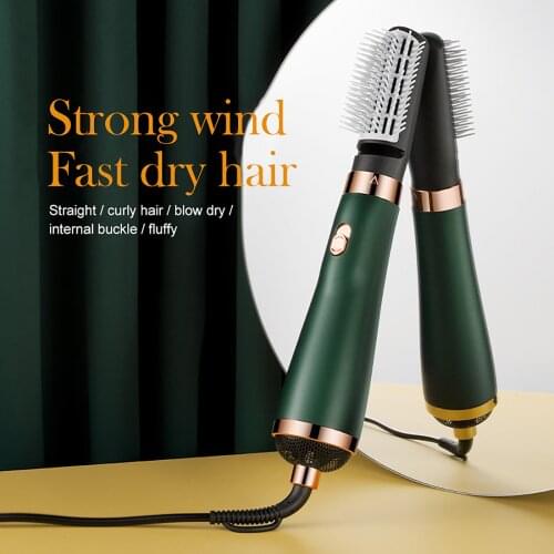 Electric Hair Dryer Brush Hot Air Hair Blow Dryer Hair Straightener Curler Round Comb Brush with 3 Replaceable Head Styling Tool
