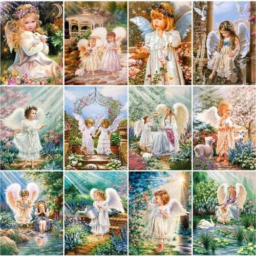 EverShine 5D DIY Diamond Painting Angel Rhinestone Cross Stitch Full Square Diamond Embroidery Portrait Girl Handmade Art