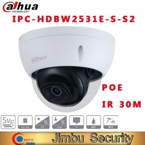 Dahua ip camera 5MP Lite IR Fixed-focal Dome Network Camera IPC-HDBW2531E-S-S2 PoE IP Camera video security camera cctv camera