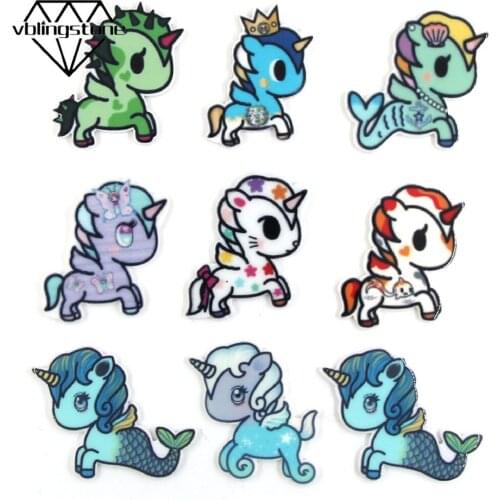 10Pcs/lot Mixed Resin Horse Cabochons Accessories Flatback Stone Colorful Kawaii Cartoon Horse Craft DIY Hair Clip Embellishment