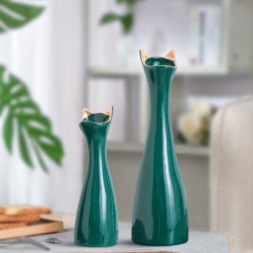 Nordic Cat Ear Ceramic Vase Accessories Home Livingroom Desktop Furnishings Crafts TV Cabinet Coffee Table Figurines Decoration