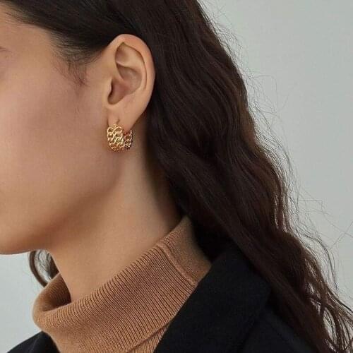 Classic Stainless Steel Ear Buckle for Women 2021 Trendy Gold Color Circle Hoop Earrings Punk Hip Hop Jewelry Accessories