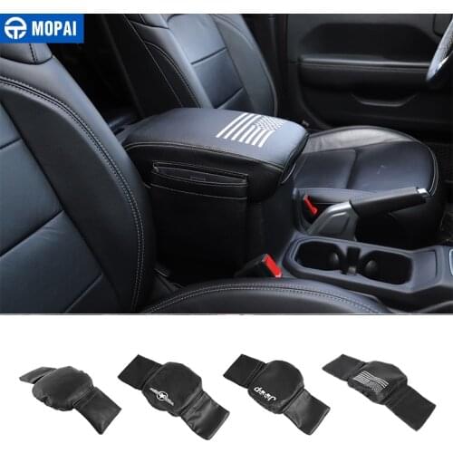 MOPAI Stowing Tidying for Jeep Wrangler JL 2018+ Leather Car Armrest Storage Box Pad Cover Accessories for Jeep Wrangler JL 2019