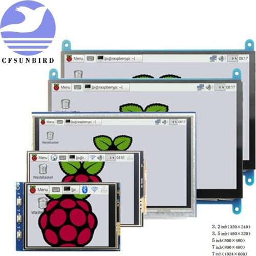 Raspberry pi 3.2/3.5/5/7 inch touch LCD display module Support Raspberry Pi 2/3 B