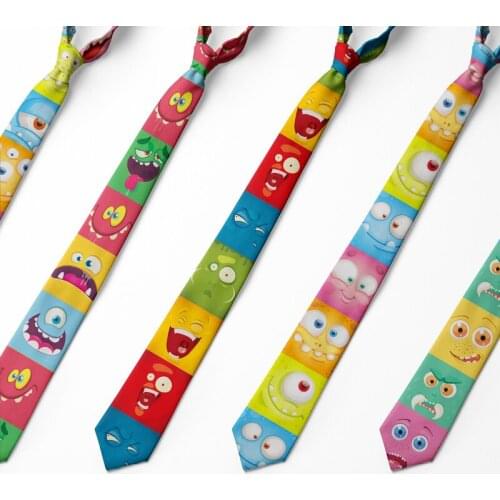 New Cartoon Grimace Tie For Men Women Polyester Neck Tie For Wedding Casual Mens Neckties Funny Face 3D Print Neck Ties Cravat