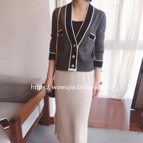 Autumn and winter new cashmere cardigan womens short knit womens sweater coat loose outer wool shirt