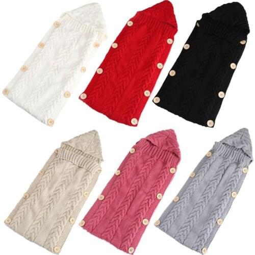 Newborn Baby Swaddle Blanket Toddler Knit Hooded Cap Sleeping Bag Stroller Wrap F3ME