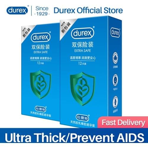 Durex Condom Extra Safer Ultra Thick Natural Latex Thicken Endurance Penis Sleeve Intimate Goods Gay Sex Condoms for Men