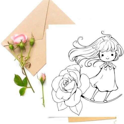 Rose Flowers / Girl Transparent Clear Stamps for DIY Scrapbooking/Card Making Stamps Fun Decoration Supplies