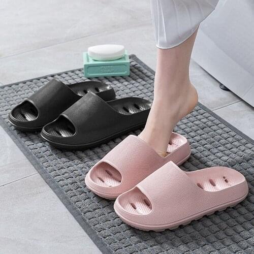 Women Thick Platform Anti-Slip Slippers Summer Soft Sole Beach Slide Sandals Men Couple Bathroom Shoes Home Chaussure Pantuflas
