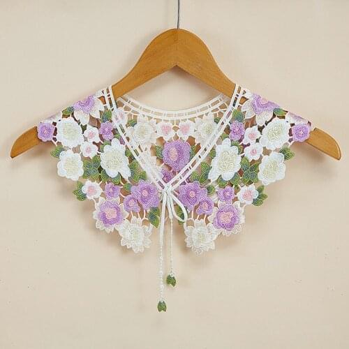 2021 Women Detachable Collars Girls Lapel Fake False Collar Decorative Floral Embroidery Necklace Choker Blouse Tops Neck Shawl