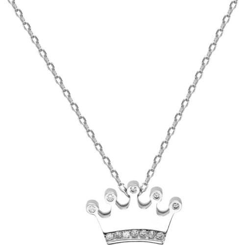 Certified Swarovski Cubic Zirconia Crown 925 Silver Necklace
