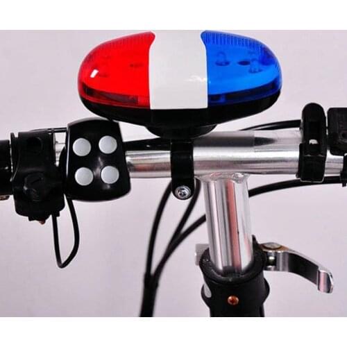 6 LED 4 Tone Sounds Bicycles Bell Police Car Light Electronic Horn Siren for Kid Children Bike Scooter Cycling Lamp Accessories