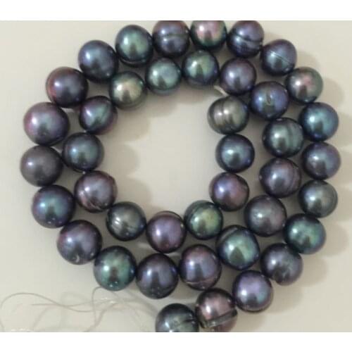 Single12-13mm tahitian baroque black blue pearl necklace18inch 925silver