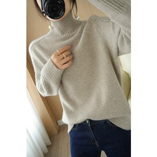 KOIJINSKY 2021 Pure Wool Fall Winter Top Women Turtleneck Sweater Knitted Cardigan