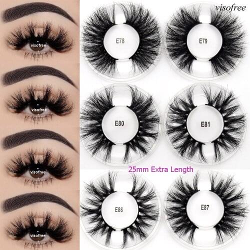 Visofree Mink False Eyelashes 25mm Lashes Mink Lashes Handcrafted Full Volume Dramatic Eyelashes Luxury 8D Mink Lashes E85
