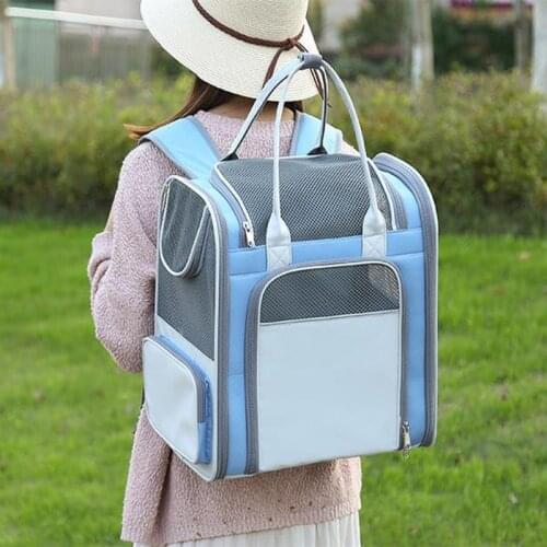 Cat Dog Breathable Mesh Carrier Backpack Outdoor Portable Pet Backpack Large Capacity Oxford Cloth Collapsible Pet Bag Supplies