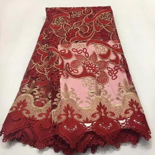 High Grade African Water Soluble Stones Beads French Tulle Lace Fabrics Embroidery Materials 5 yards For Party Wedding Dress