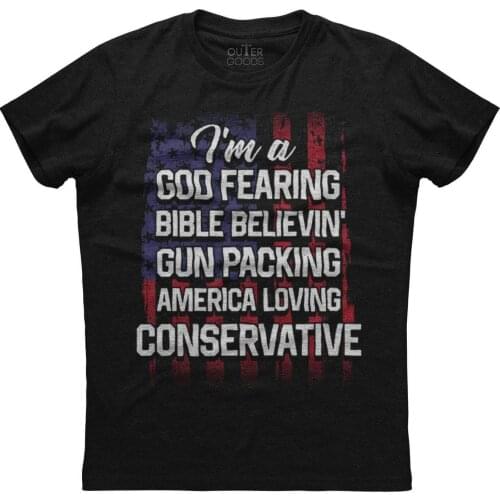 I'm A God Fearing Bible Believin. American Flag Phrase Printed T-Shirt. Summer Cotton O-Neck Short Sleeve Mens T Shirt New S-3XL