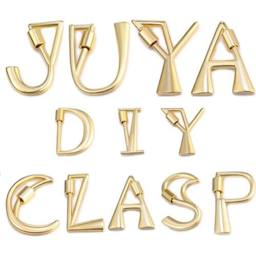 Juya DIY Initial Letter Pendant Carabiner Fasteners Screw Lock Clasps Accessories For Hanging Chains Pendant Name Jewelry Making