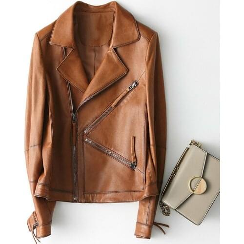 Genuine Leather Jacket Women Sheepskin Real Leather Jacket Women Clothes 2020 Korean Motorcycle Slim Jacket KQN28215 YY1006
